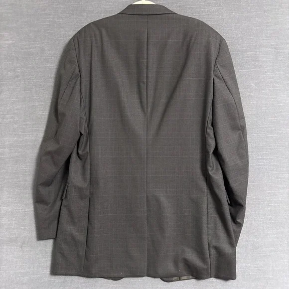 Jos A Bank Sport Coat 44XL Brown Glen Check Plaid Wool Blazer Jacket Tall